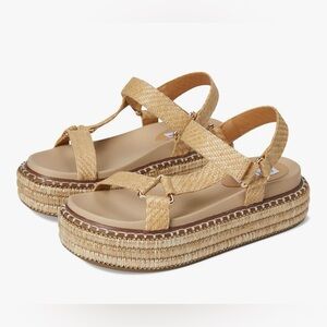 😊 Steve Madden 🔥 NWT Lagoon Women's Tan Platform Sandals - 6